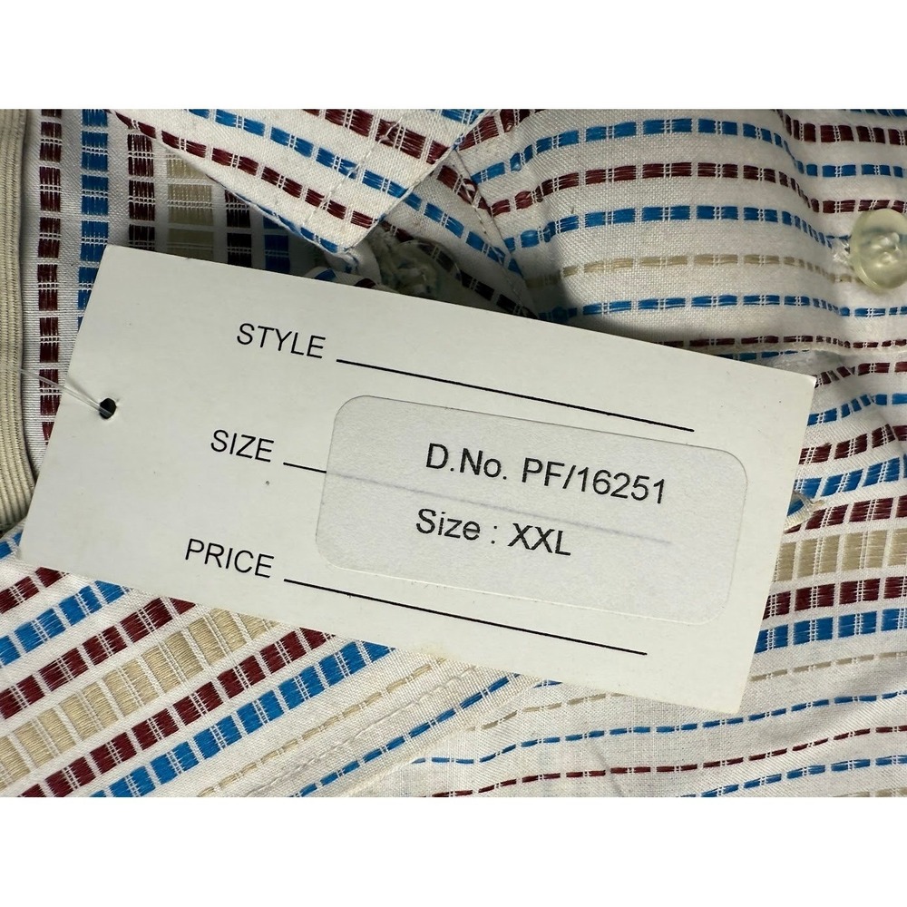 Vintage Whatzup Men's Striped Short Sleeve Button Down Shirt Casual Size 2XL NEW - Picture 4 of 6